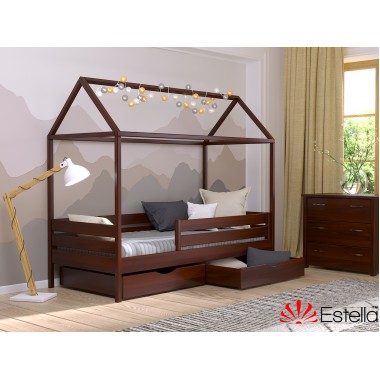 Кровать Детская с ящиками 90х190 Без бортика Estella Амми Каштан (Массив-108) Л4