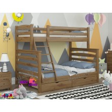 Кровать Двухъярусная с Ящиками 80х120х190 Wellmebely Кай Трансформер сосна Орех Светлый Л6