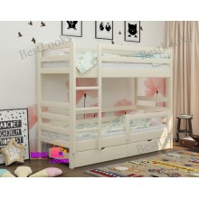 Кровать Двухъярусная с Ящиками 80х190 и бортиком защитным внизу Wellmebely Соня Трансформер сосна Бежевый Л6