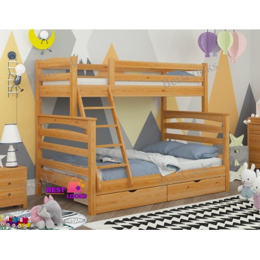 Кровать Двухъярусная с Ящиками 80х120х190 Wellmebely Кай Трансформер сосна Ольха Л6
