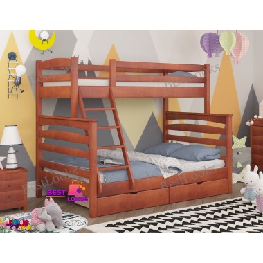 Кровать Двухъярусная с Ящиками 80х120х190 Wellmebely Кай Трансформер сосна Яблоня Л6