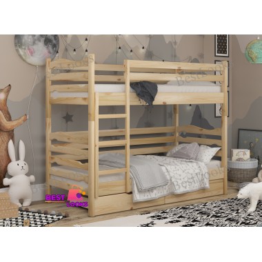 Кровать Двухъярусная с Ящиками 80х190 Wellmebely Эрика Трансформер сосна Бук Л6