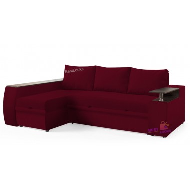 Диван Угловой Соната Киевский Стандарт 255х170 Еврокнижка Велюр Бордовый Алоба (34)