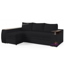 Диван Угловой Соната Киевский Стандарт 255х170 Еврокнижка Велюр Черный Флокс (100)