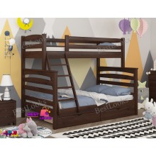Кровать Двухъярусная с Ящиками 80х120х190 Wellmebely Кай Трансформер сосна Орех Темный Л6