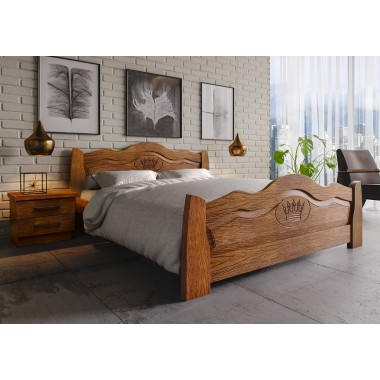 Кровать двуспальная ЧДК 160x200 Корона (дерево сосна) Орех Лесной