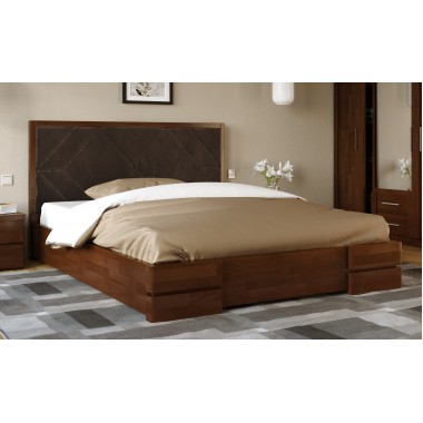Кровать двуспальная Arbor Drev 160x190 Тиффани с подъемным механизмом дерево бук Орех Темный