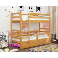 Кровать Двухъярусная с Ящиками 80х190 и бортиком защитным внизу Wellmebely Соня Трансформер сосна Ольха Л6