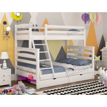 Кровать Двухъярусная с Ящиками 80х120х190 Wellmebely Кай Трансформер сосна Белый Л6