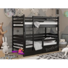 Кровать Двухъярусная с Ящиками 80х190 и бортиком защитным внизу Wellmebely Эрика Трансформер сосна Венге Л6