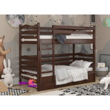 Кровать Двухъярусная с Ящиками 80х190 Wellmebely Эрика Трансформер сосна Орех Темный Л6