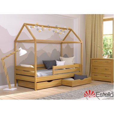 Кровать Детская с ящиками 80х190 Без бортика Estella Амми Бук (Массив-102) Л4