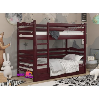 Кровать Двухъярусная с Ящиками 80х190 Wellmebely Эрика Трансформер сосна Махонь Л6