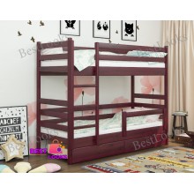 Кровать Двухъярусная с Ящиками 80х190 и бортиком защитным внизу Wellmebely Соня Трансформер сосна Махонь Л6