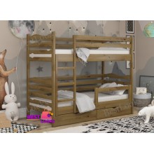 Кровать Двухъярусная с Ящиками 80х190 и бортиком защитным внизу Wellmebely Эрика Трансформер сосна Орех Светлый Л6