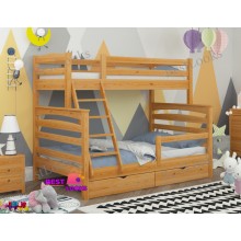 Кровать Двухъярусная с Ящиками 80х120х190 и бортиком защитным внизу Wellmebely Кай Трансформер сосна Ольха Л6