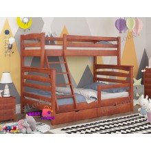 Кровать Двухъярусная с Ящиками 80х120х190 и бортиком защитным внизу Wellmebely Кай Трансформер сосна Яблоня Л6